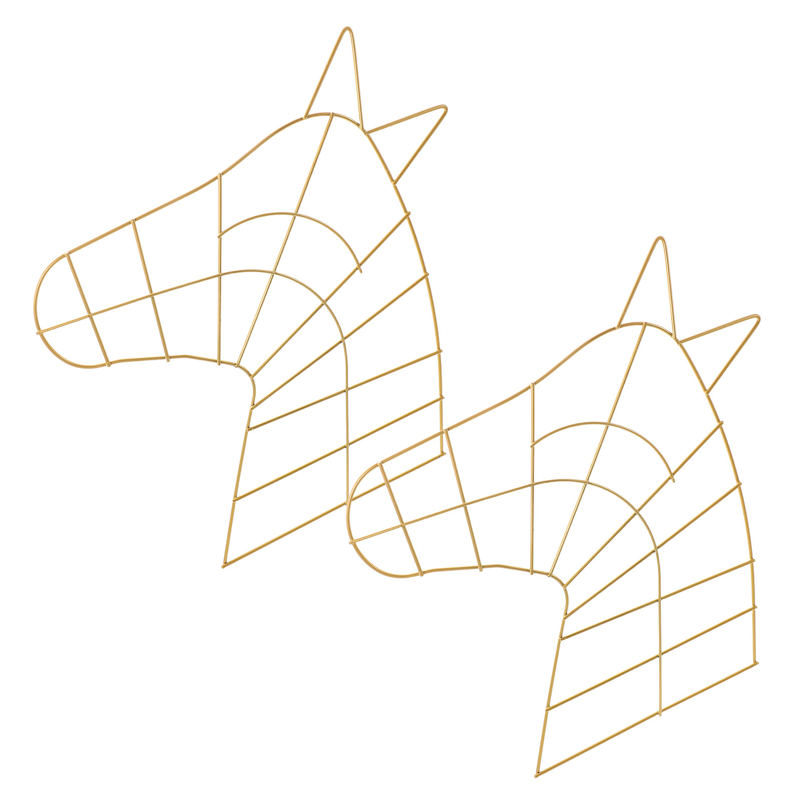 Wreath Form Wire - 金属製のリースフレーム2個、金色の馬の頭のモチーフ、クリスマス用ワイヤーガーランドリング、DIY用、感謝祭の飾り、花輪の型。