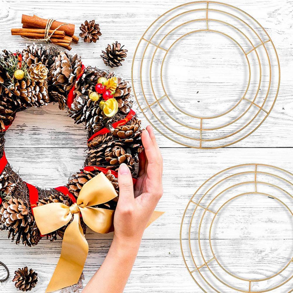 Wreath Form Wire - 20-40cmリースフレーム壁掛け金属防錆ワイヤーリースフォーム作成用品花工芸品鉄製円形ホームデコレーション用