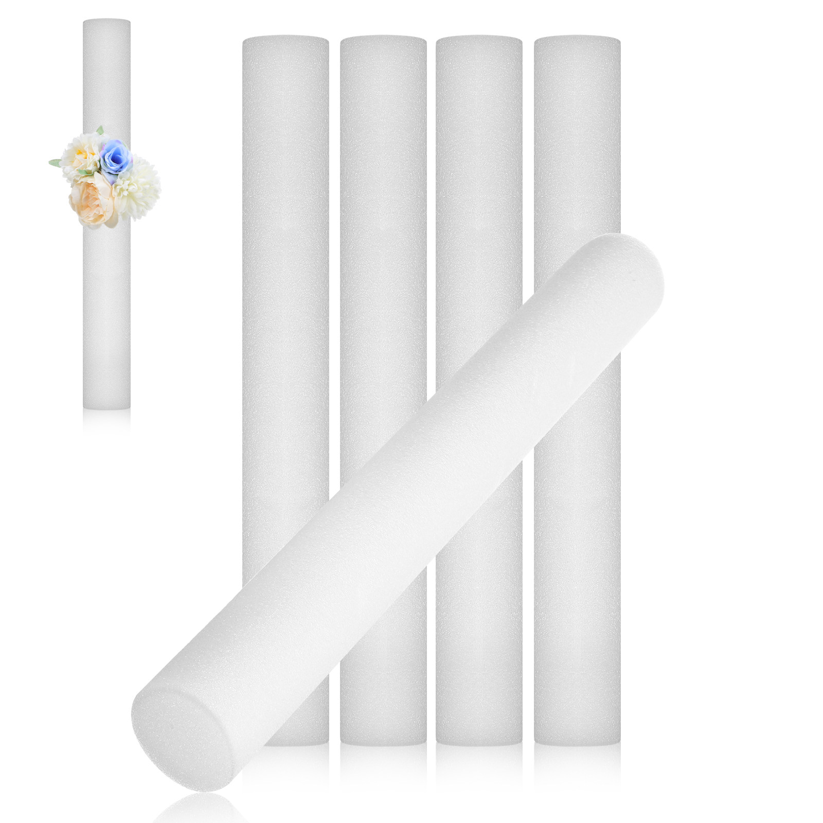 白いフォームロッド5本セット、長さ40cm。生け花用、ウェデ - Florist Flower Supply のレビューと価格