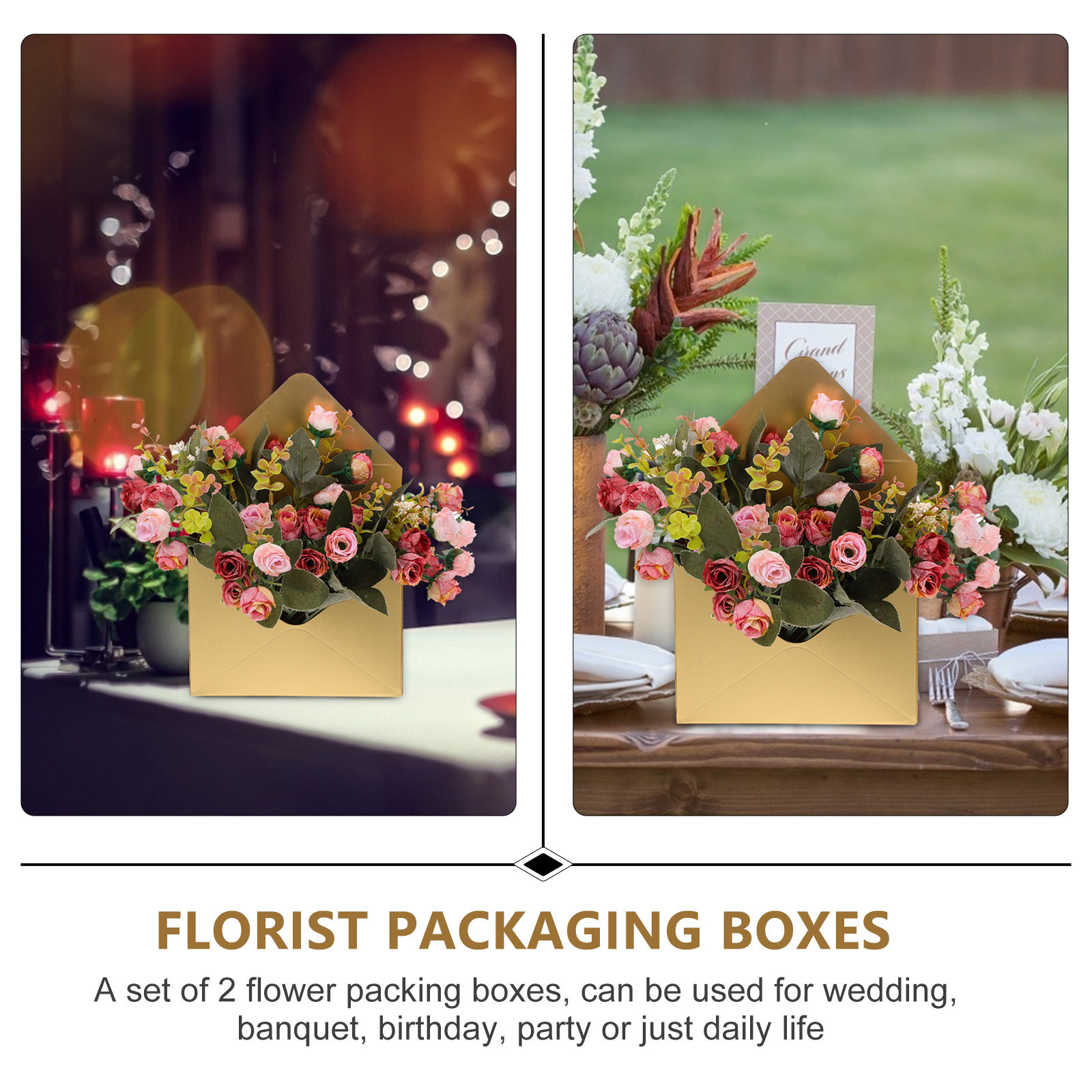 2個入りフラワーパッケージボックス エレガントな封筒デザイン - Florist Flower Supply のレビューと価格